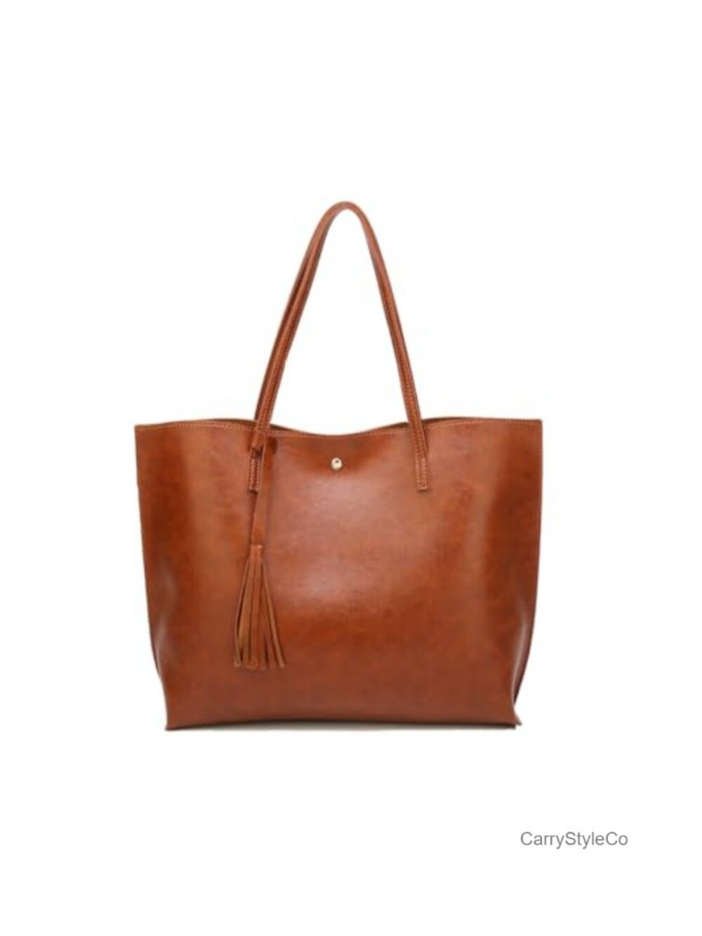Faux Leather Tote Shoulder Bag Big Capacity Tassel Handbag